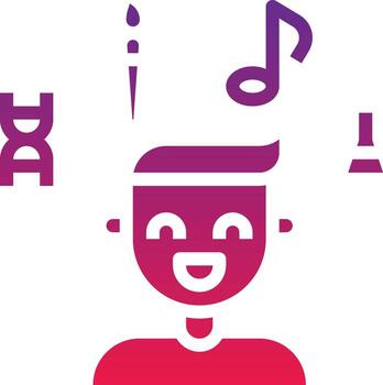 iq creative avatar learning - solid gradient icon vector