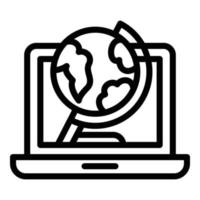 Globe in a laptop icon, outline style vector