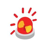 Siren red flashing emergency light isometric icon vector