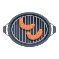 Hot sausage grill icon cartoon vector. Bbq food vector