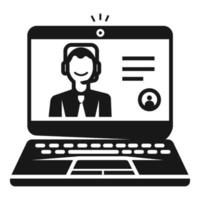 Laptop on webinar icon, simple style vector