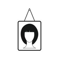 Portrait of a woman in a frame icon, simple style vector