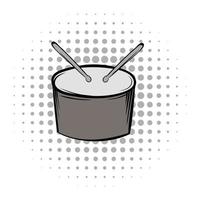 Drum grey black comics icon vector