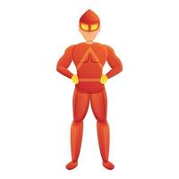 Red costume superhero icon, cartoon style vector