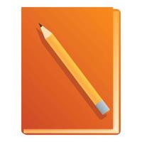 Notebook with pencil icon, cartoon style vector