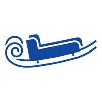 Blue santa sleigh icon, simple style vector