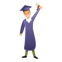 Graduated student diploma icon, cartoon style vector