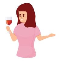 Smiling woman sommelier icon, cartoon style vector