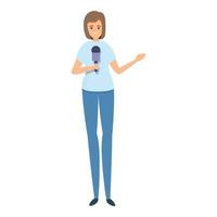 Tv reporter icon, cartoon style vector