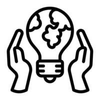 Hand keep global bulb icon, outline style vector