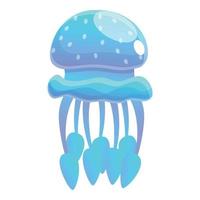 Blue dotted jellyfish icon, cartoon style vector