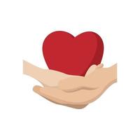 Heart in hands cartoon icon vector