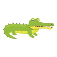 Serious crocodile icon, cartoon style vector