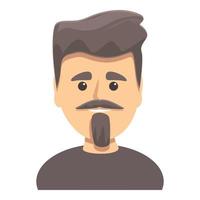 Dark haired man with beard icon, cartoon style vector