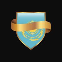 Kazakhstan flag Golden badge design vector