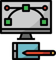 computadora de monitor creativo de diseño gráfico - icono de contorno lleno vector