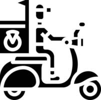 repartidor motocicleta entrega de alimentos - icono sólido vector
