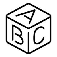 icono de cubo de juguete abc, estilo de esquema vector