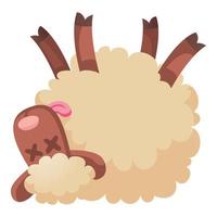 Dead sheep icon, cartoon style vector