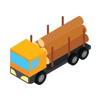 Logging truck icon, isometric 3d style vector