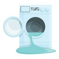 Water broken washing machine icon, cartoon style vector