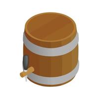 Wooden barrel isometric 3d icon vector