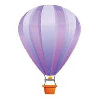 Violet air balloon icon, cartoon style vector