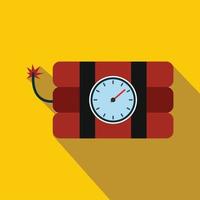 Bomb with clock timer flat icon vector