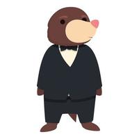 Mole gentleman icon cartoon vector. Cute animal vector