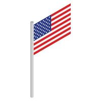 American flag icon, isometric 3d style vector