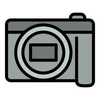 Dslr camera icon, outline style vector
