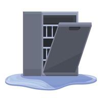 Broken kitchen dishwasher icon cartoon vector. Appliance repair
