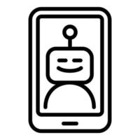 Smiling chatbot icon, outline style vector