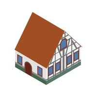 casa con entramado de madera en alemania icono isométrico 3d vector