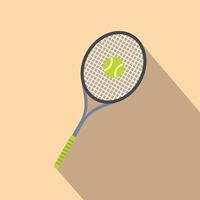 icono plano de raqueta y pelota de tenis vector