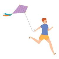 Sky playing kite icon, cartoon style vector