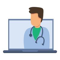 Live medical consultation icon, cartoon style vector