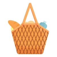 Nature picnic basket icon, cartoon and flat style
