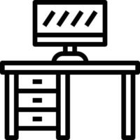 table computer station desk accessory - outline icon vector