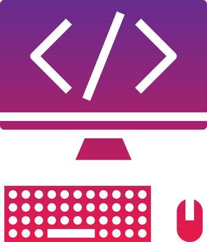 codificación computadora teclado ratón creativo - icono de gradiente sólido vector