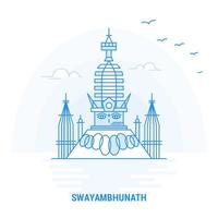 swayambhunath blue landmark fondo creativo y plantilla de póster vector