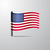United States of America waving Shiny Flag design vector