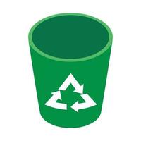 Recycle bin icon, isometric 3d style vector