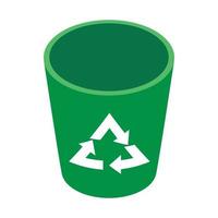 Recycle bin icon, isometric 3d style vector