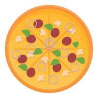 Pizza icon, cartoon style vector