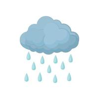 nube con icono de gotas de lluvia, estilo de dibujos animados vector