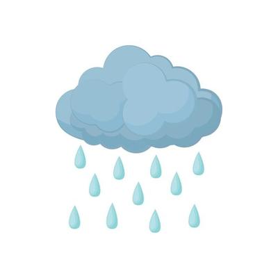 Cloud with rain drops icon, cartoon style
