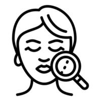 Lifting facial magnifier icon, outline style vector