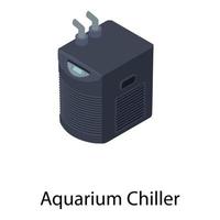 Aquarium chiller icon, isometric style vector