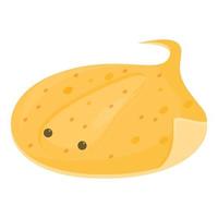 Yellow stingray icon, cartoon style vector